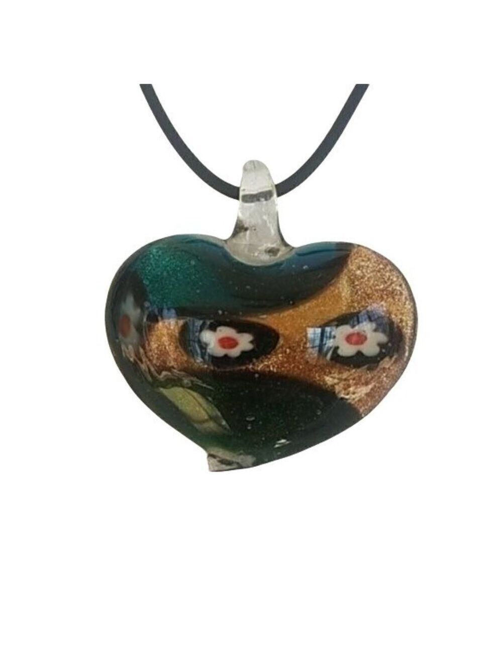 𝅺art Glass Heart Necklace Jewelry Pendant